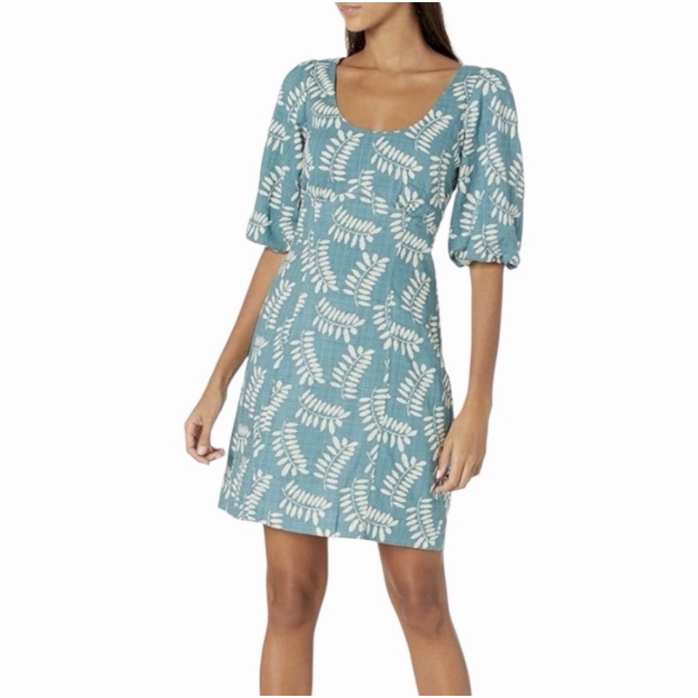 Parker Cammie Blue Tropical Puff Short Sleeve Mini Dress Women's Size 10 Mini‎